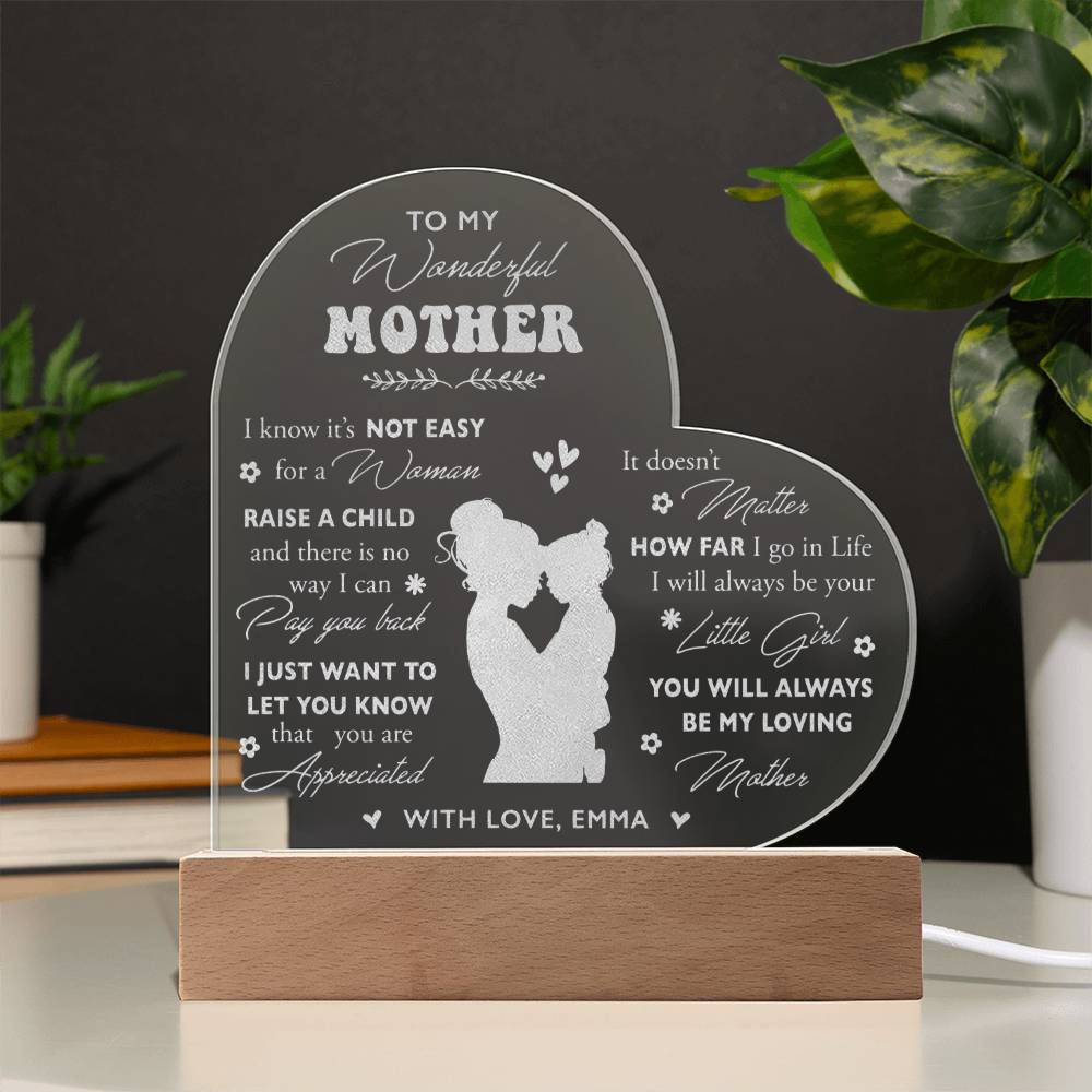 It Doesn't Matter How Far I Go In Life Gifts For Mother's Day Personalized Name Engraved Acrylic Heart Plaque