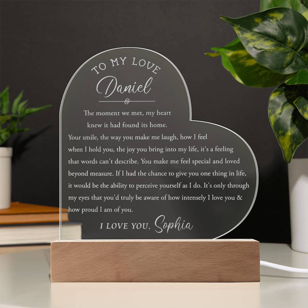 I Love You & How Proud I Am Of You Personalized Name Engraved Acrylic Heart Plaque