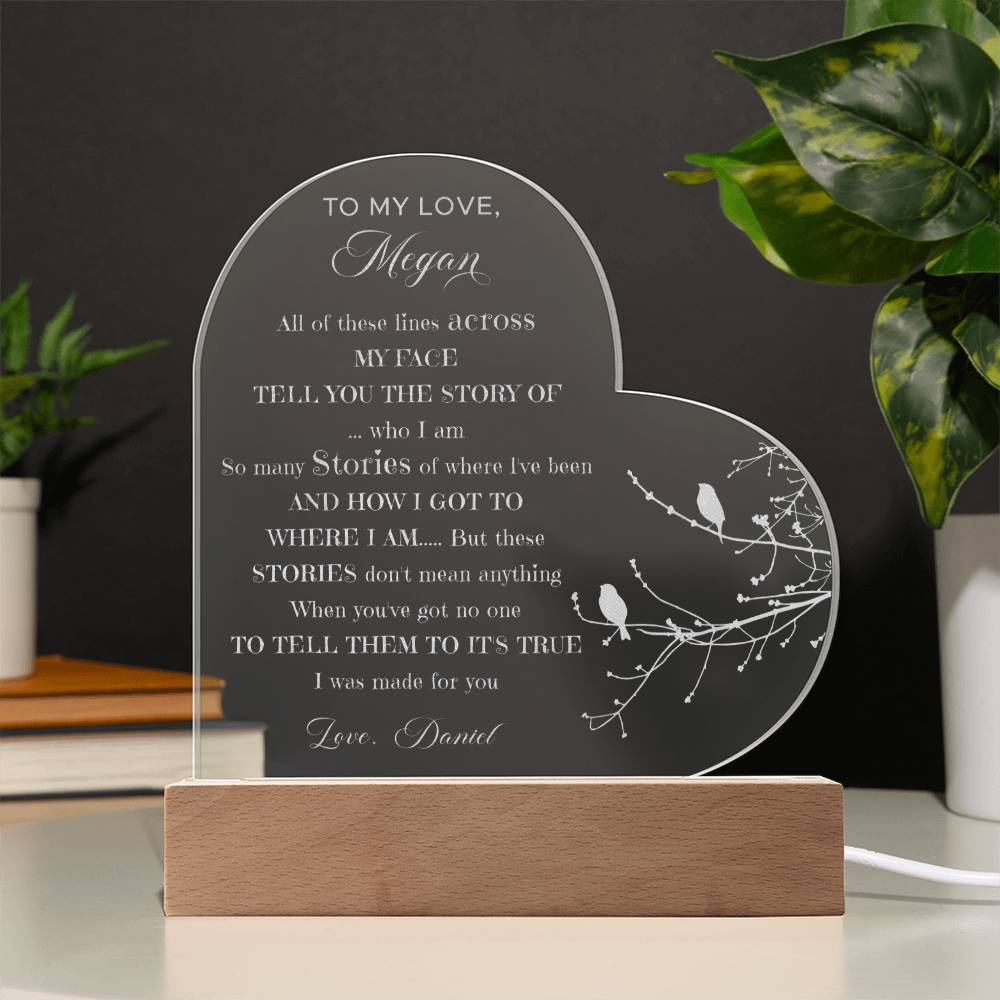 Brandi Carlile The Story Song Lyrics Cardinals Custom Name Engraved Acrylic Heart Plaque