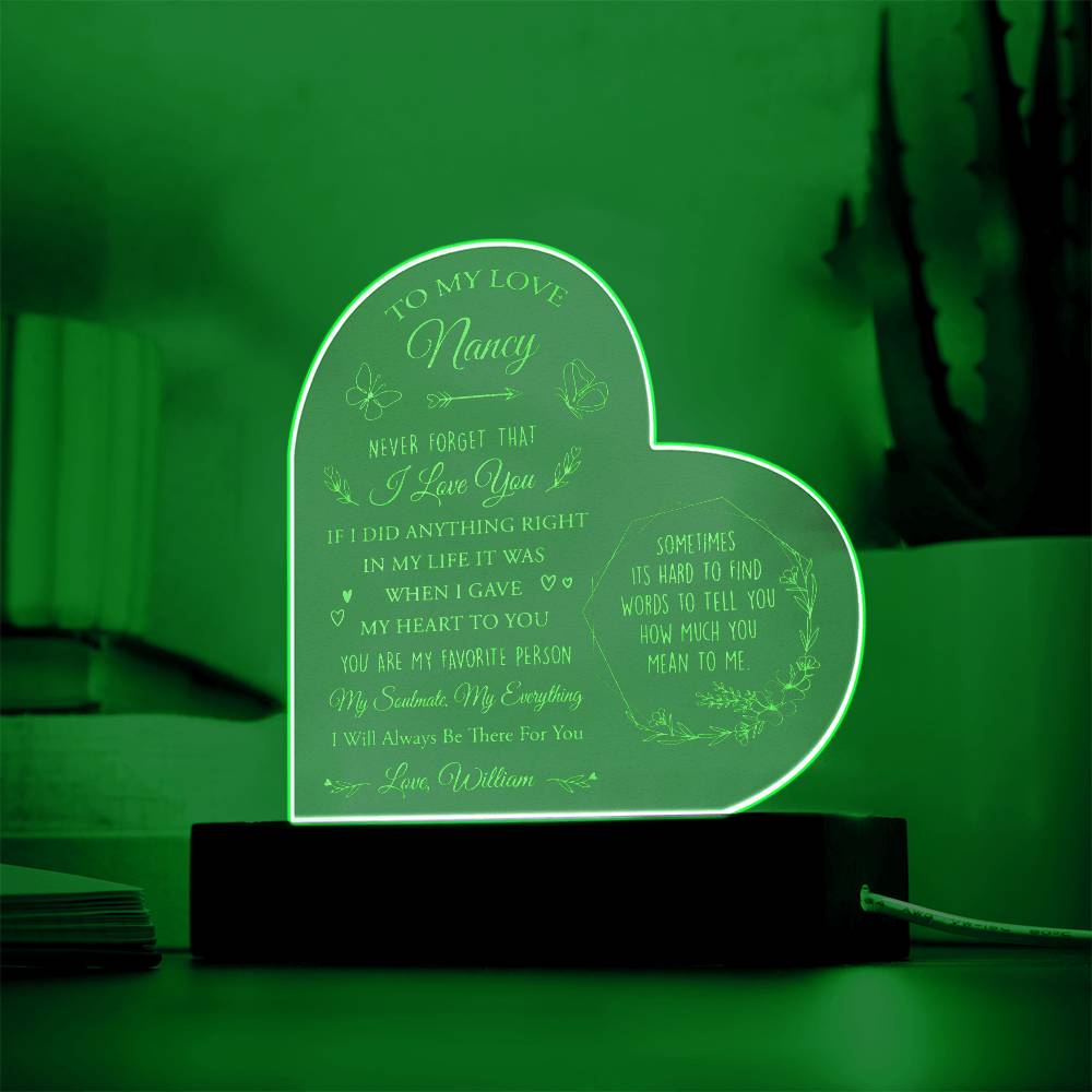 I Will Always Be There For You Custom Name Engraved Acrylic Heart Plaque