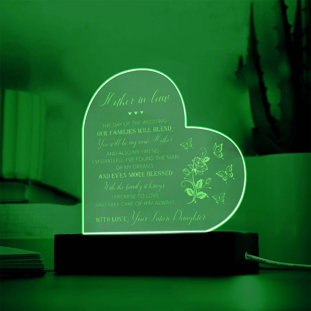 To My Future Mother-In-Law Gifts For Mother's Day Personalized Name Engraved Acrylic Heart Plaque