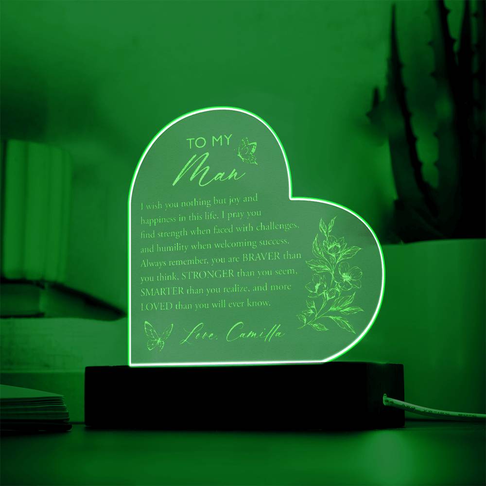 Personalized Name I Wish You Nothing But Joy And Happiness In This Life Engraved Acrylic Heart Plaque