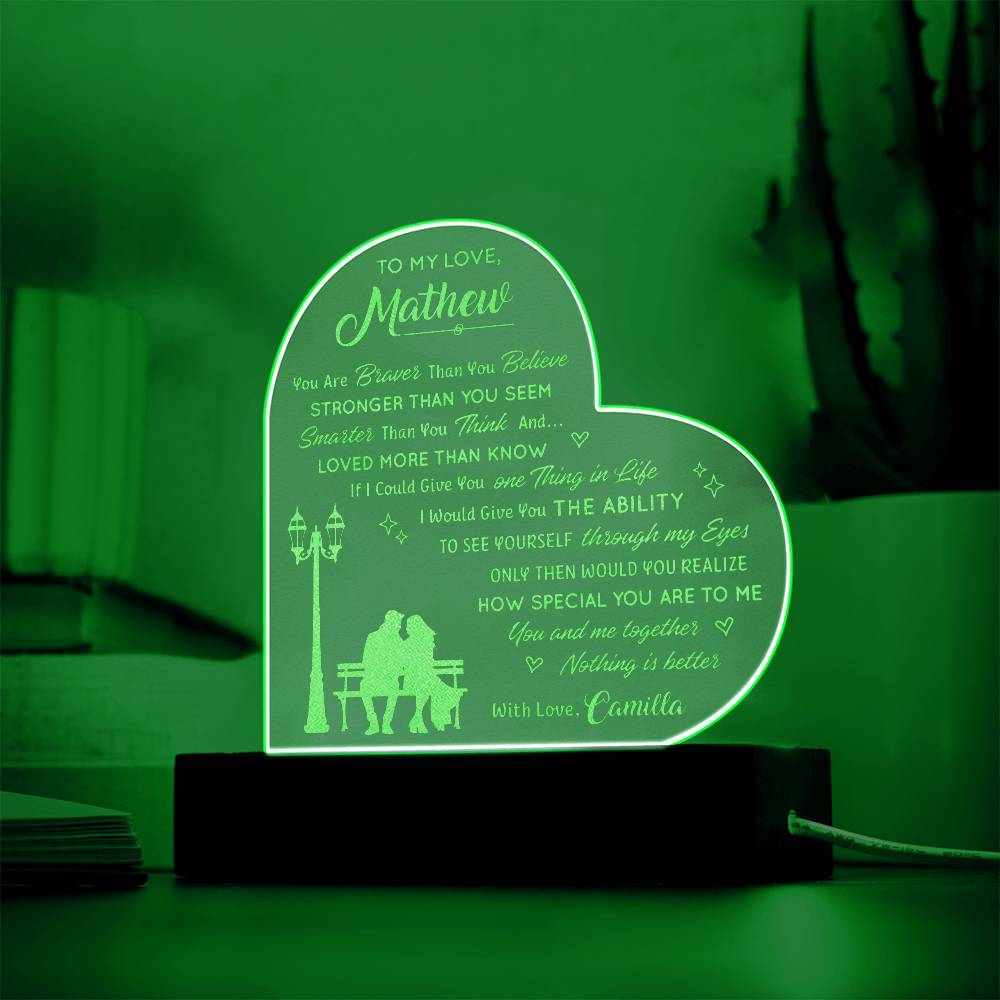 How Special You Are To Me You And Me Together Custom Name Engraved Acrylic Heart Plaque