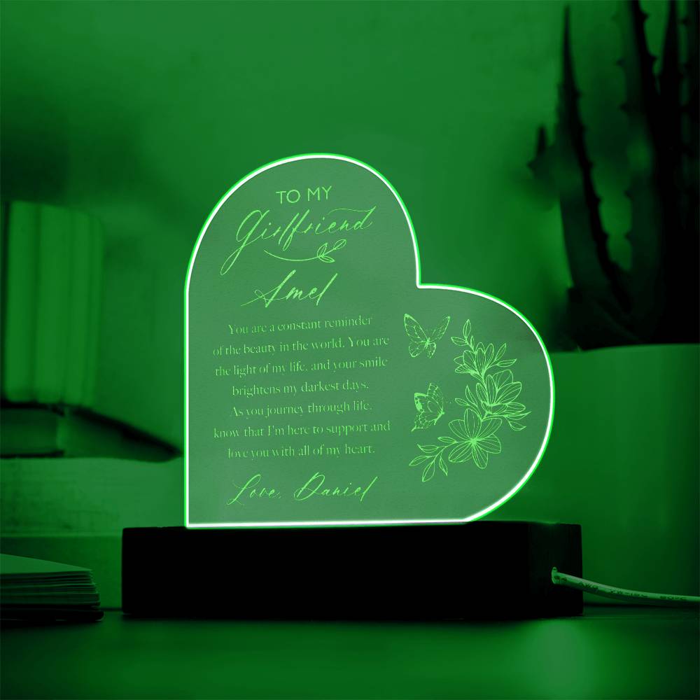 You Are A Constant Reminder Of The Beauty In The World Custom Name Engraved Acrylic Heart Plaque