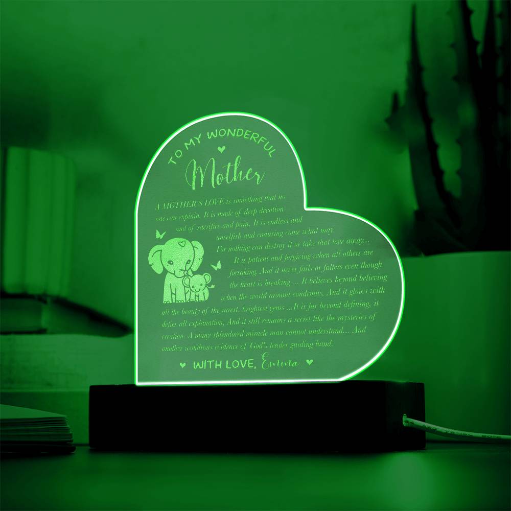 A MOTHER'S LOVE Is Something Gifts For Mother's Day Personalized Name Engraved Acrylic Heart Plaque