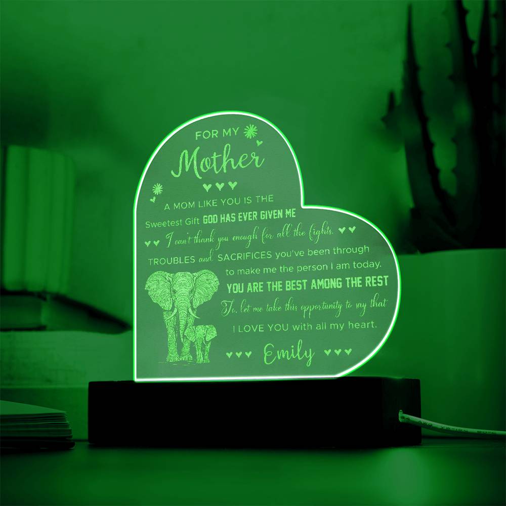 A Mom Like You Is The Sweetest Gift God Has Ever Given Me Gifts For Mother's Day Custom Name Engraved Acrylic Heart Plaque