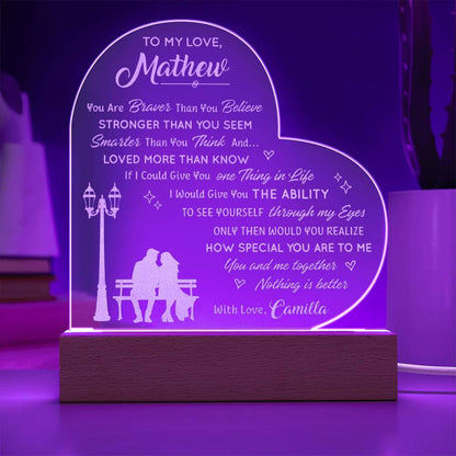 How Special You Are To Me You And Me Together Custom Name Engraved Acrylic Heart Plaque