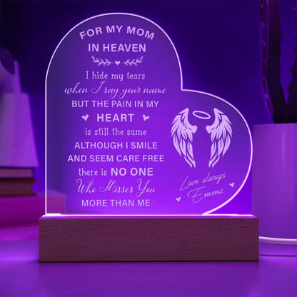 For My Mom In Heaven Gifts For Mother's Day Personalized Name Engraved Acrylic Heart Plaque