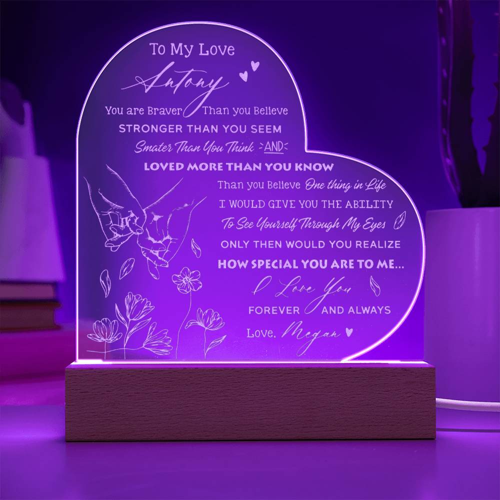 Personalized Name I Love You Forever And Always Engraved Acrylic Heart Plaque