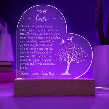 There Is No One Else I Would Rather Spend My Days With Than You Personalized Name Engraved Acrylic Heart Plaque