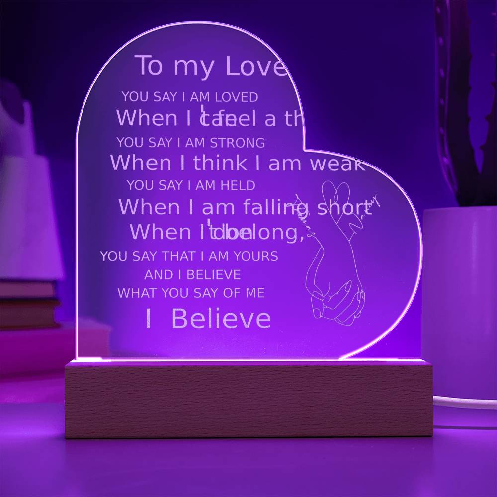 Lauren Daigle You Say Song Lyrics For Fan Custom Name Engraved Acrylic Heart Plaque