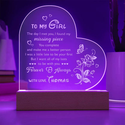 You Are My Missing Piece Custom Name Engraved Acrylic Heart Plaque