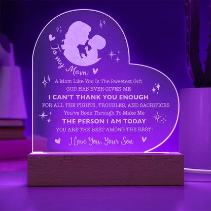 I CAN'T THANK YOU ENOUGH Gifts For Mother's Day Personalized Name Engraved Acrylic Heart Plaque