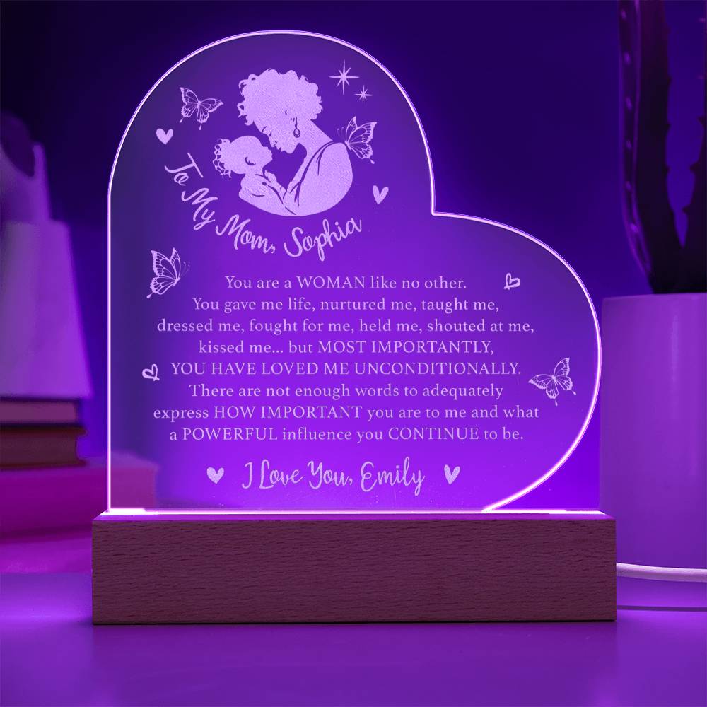 YOU HAVE LOVED ME UNCONDITIONALLY Gifts For Mother's Day Personalized Name Engraved Acrylic Heart Plaque