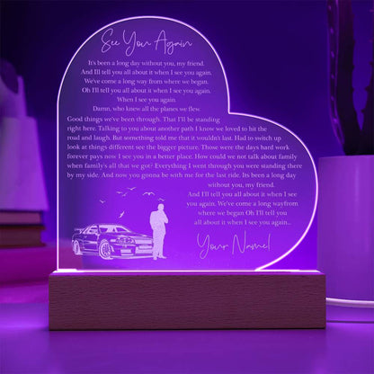 See You Again Lyrics Custom Name Engraved Acrylic Heart Plaque