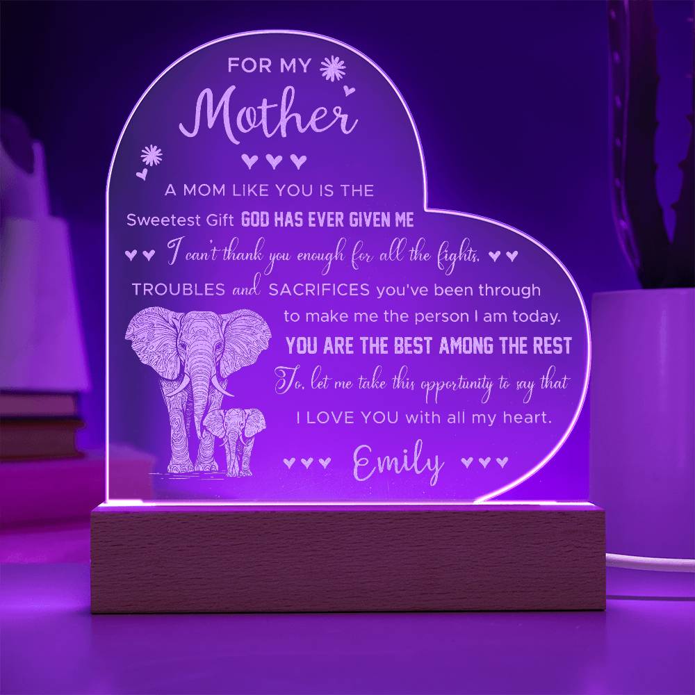 A Mom Like You Is The Sweetest Gift God Has Ever Given Me Gifts For Mother's Day Custom Name Engraved Acrylic Heart Plaque