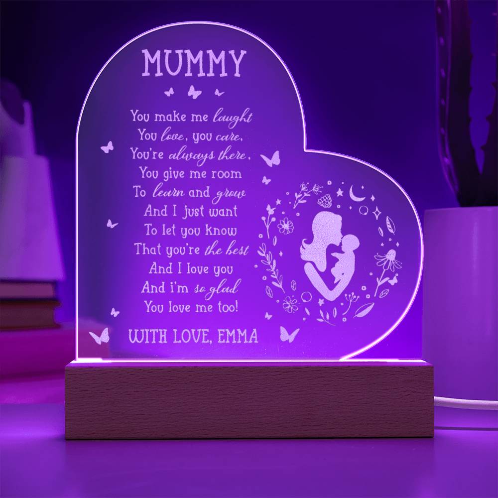 You Make Me Laugh You Love You Care Custom Name Engraved Acrylic Heart Plaque