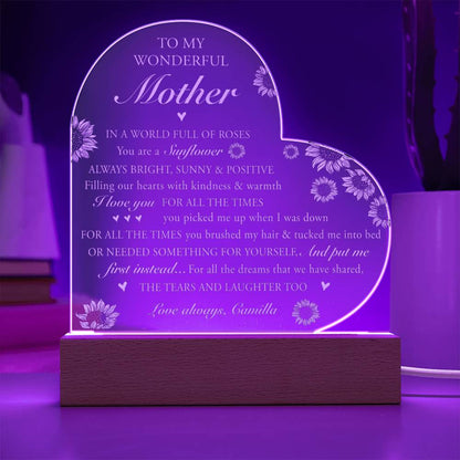 IN A WORLD FULL OF ROSES Gifts For Mother's Day Custom Name Engraved Acrylic Heart Plaque