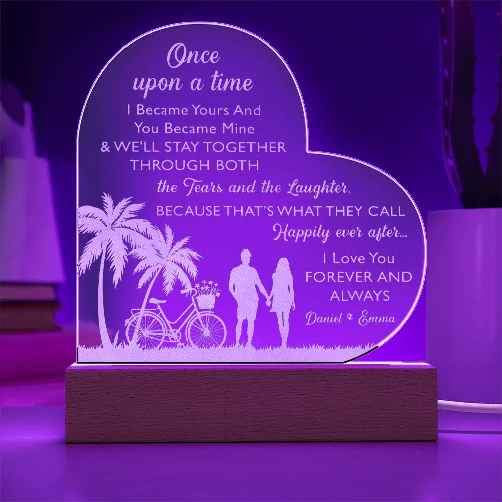 I Love You Forever And Always Custom Name Engraved Acrylic Heart Plaque