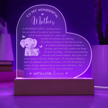 A MOTHER'S LOVE Is Something Gifts For Mother's Day Personalized Name Engraved Acrylic Heart Plaque