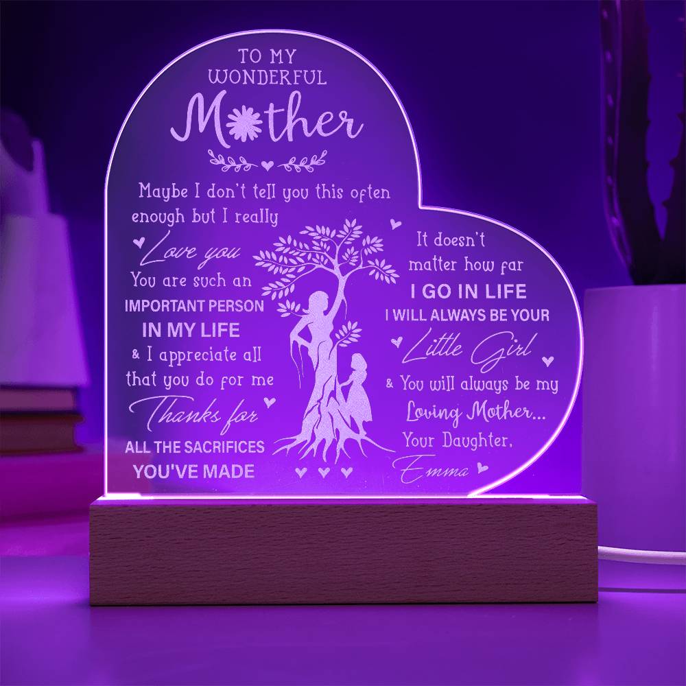 Maybe I Don't Tell You This Often Enough But I Really Gifts For Mother's Day Custom Name Engraved Acrylic Heart Plaque