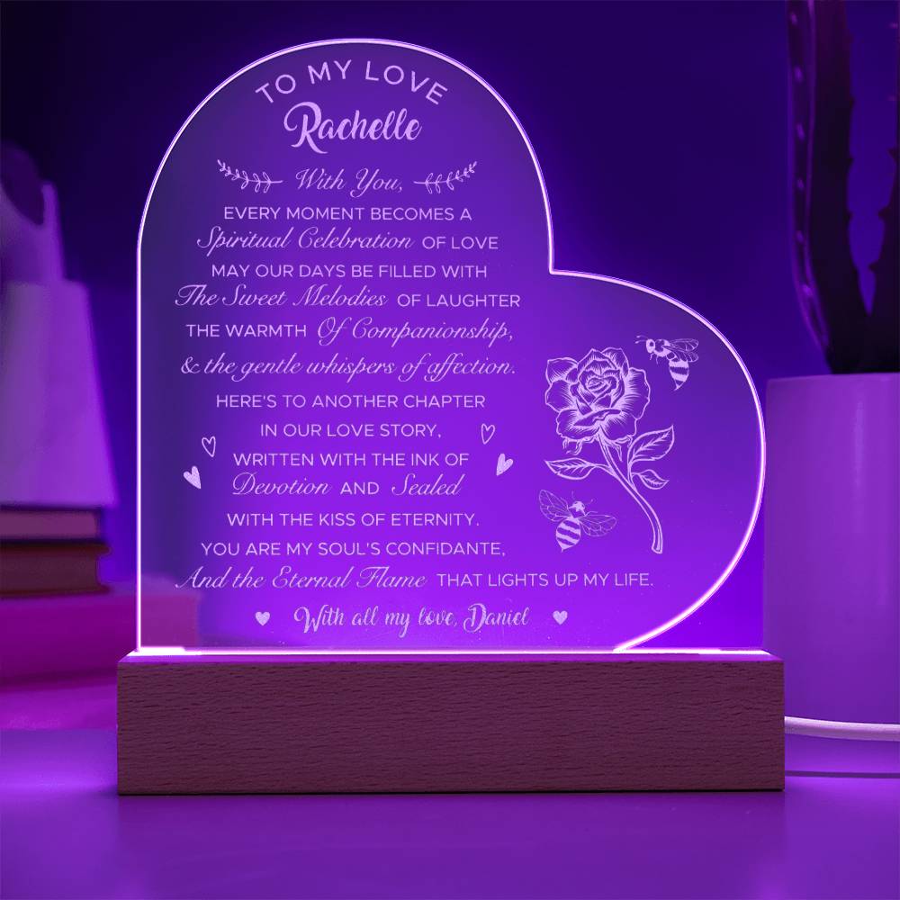 Every Moment Becomes A Spiritual Celebration Of Love Custom Name Engraved Acrylic Heart Plaque