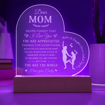 Mother & Daughter Gifts For Mother's Day Personalized Name Engraved Acrylic Heart Plaque