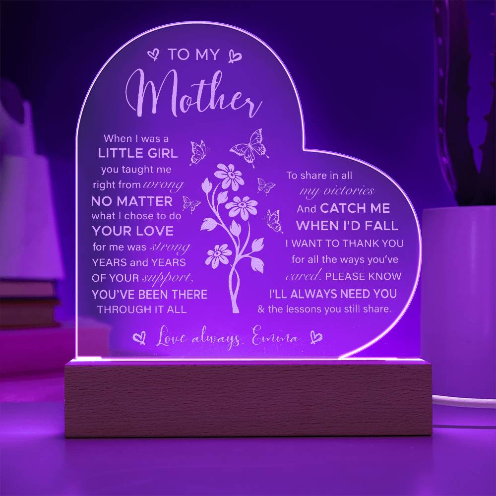 When I Was A LITTLE GIRL Gifts For Mother's Day Personalized Name Engraved Acrylic Heart Plaque