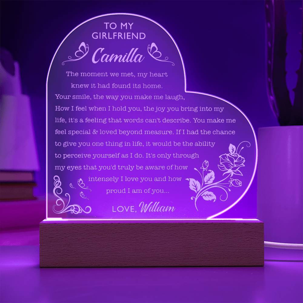The Moment We Met My Heart Knew It Had Found Its Home Custom Name Engraved Acrylic Heart Plaque