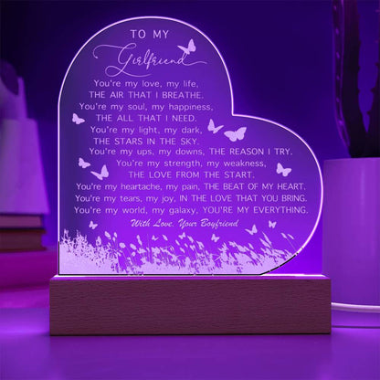 Personalized Name To My Girlfriend You're My Love My Life Engraved Acrylic Heart Plaque