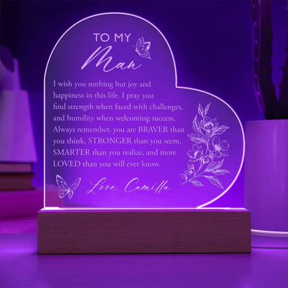 Personalized Name I Wish You Nothing But Joy And Happiness In This Life Engraved Acrylic Heart Plaque