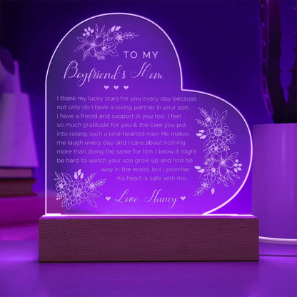 To My Boyfiend's Mom Gifts For Mother's Day Personalized Name Engraved Acrylic Heart Plaque