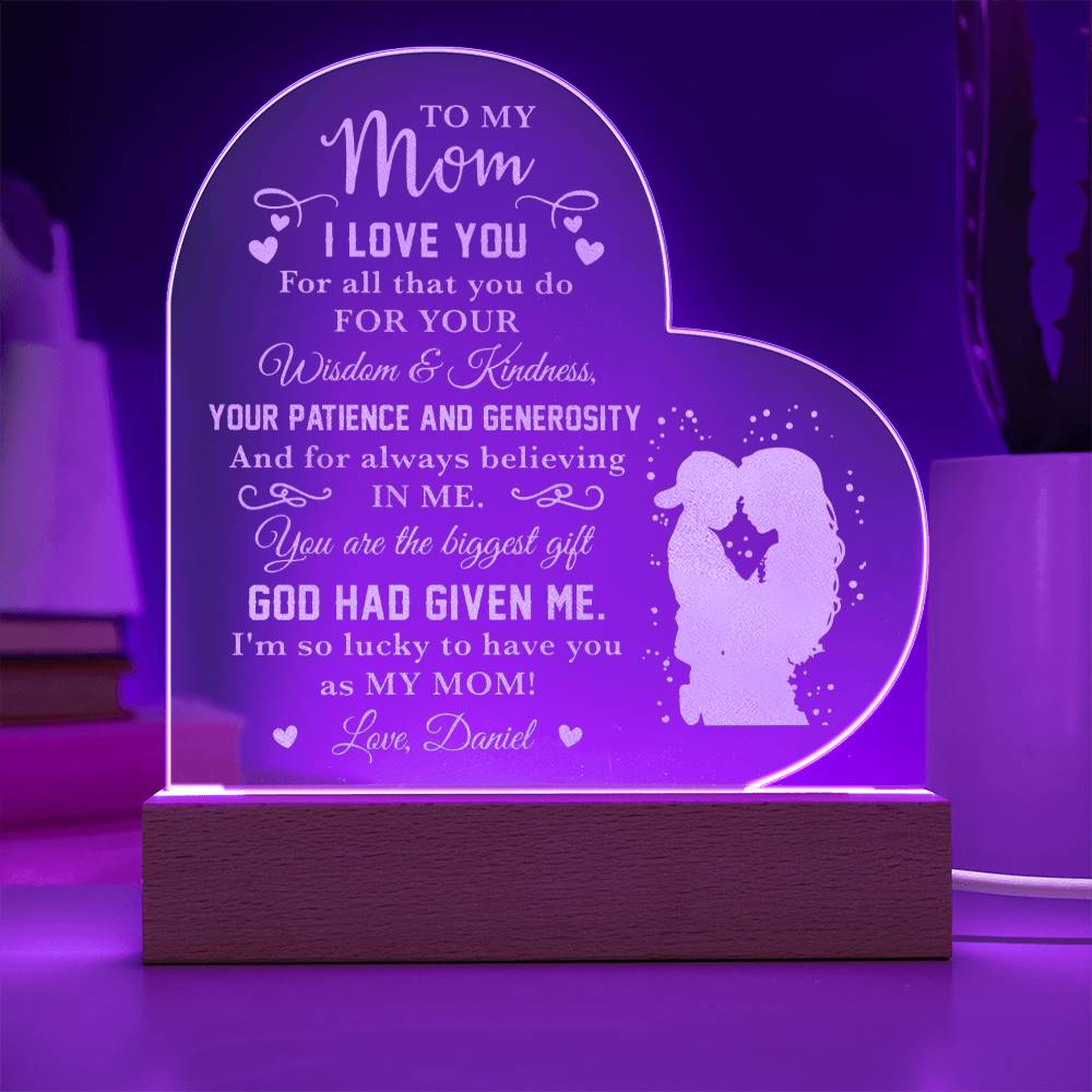 I Love You For All That You Do Gifts For Mother's Day Personalized Name Engraved Acrylic Heart Plaque