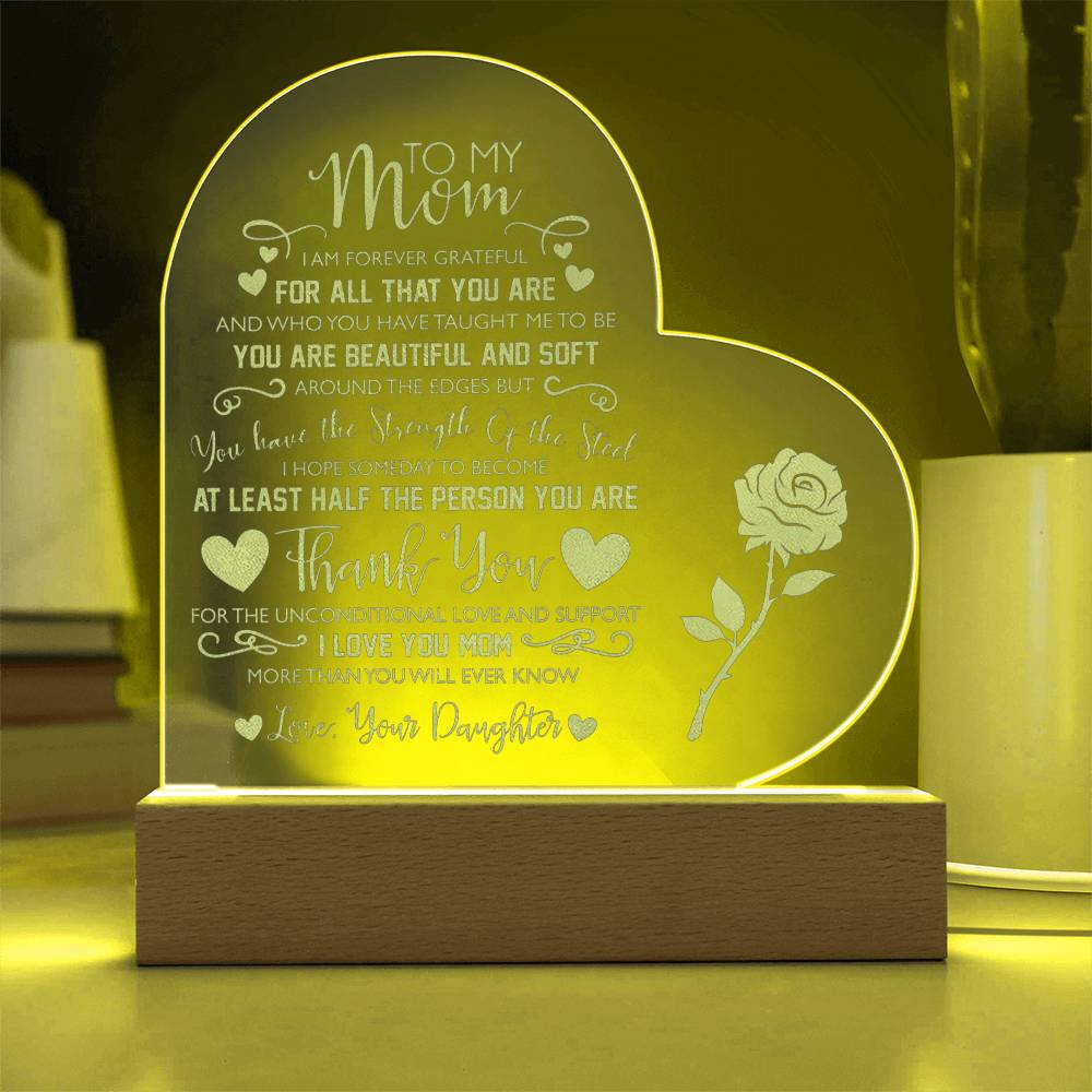I AM FOREVER GRATEFUL Gifts For Mother's Day Personalized Name Engraved Acrylic Heart Plaque