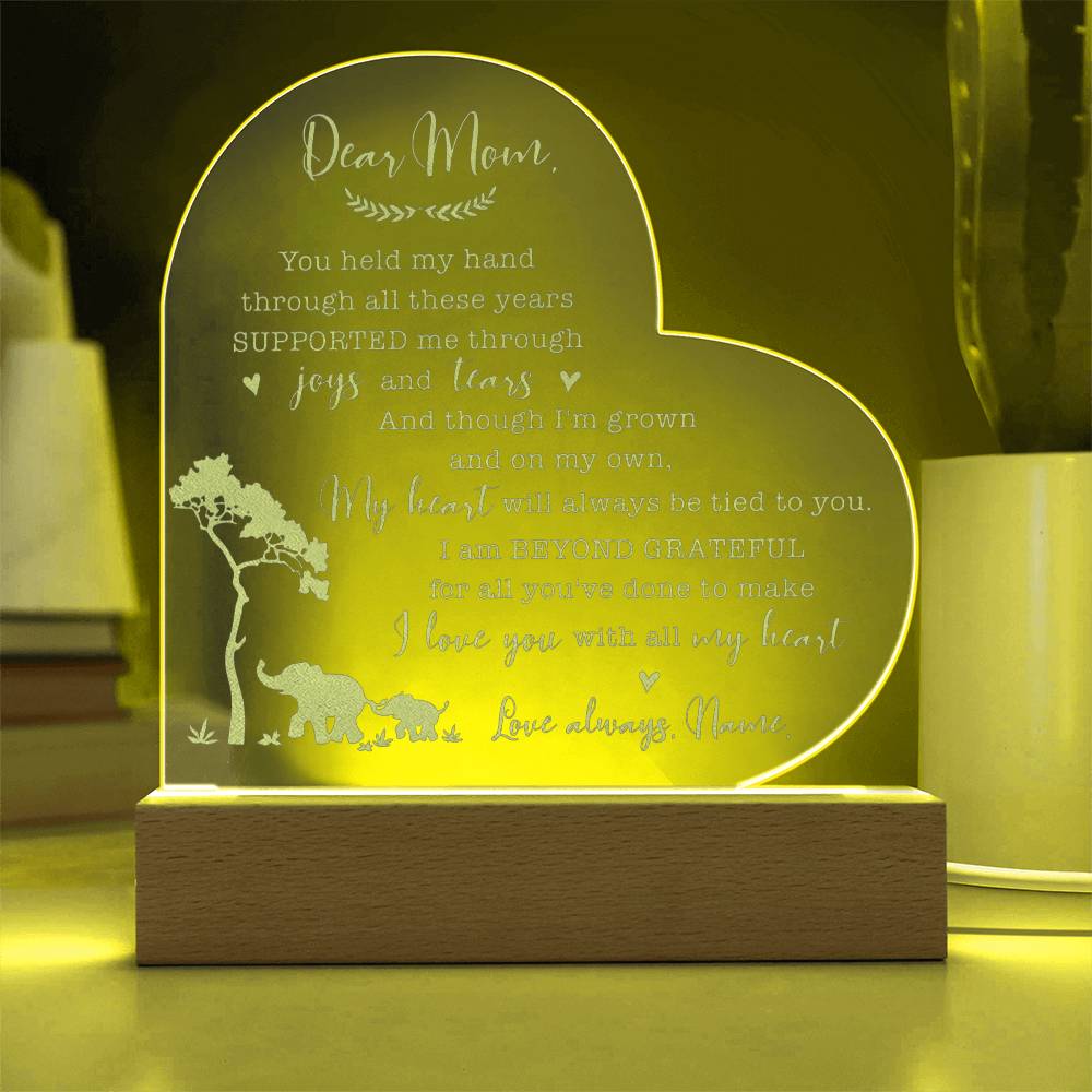 You Held My Hand Through All These Years Supported Gifts For Mother's Day Personalized Name Engraved Acrylic Heart Plaque