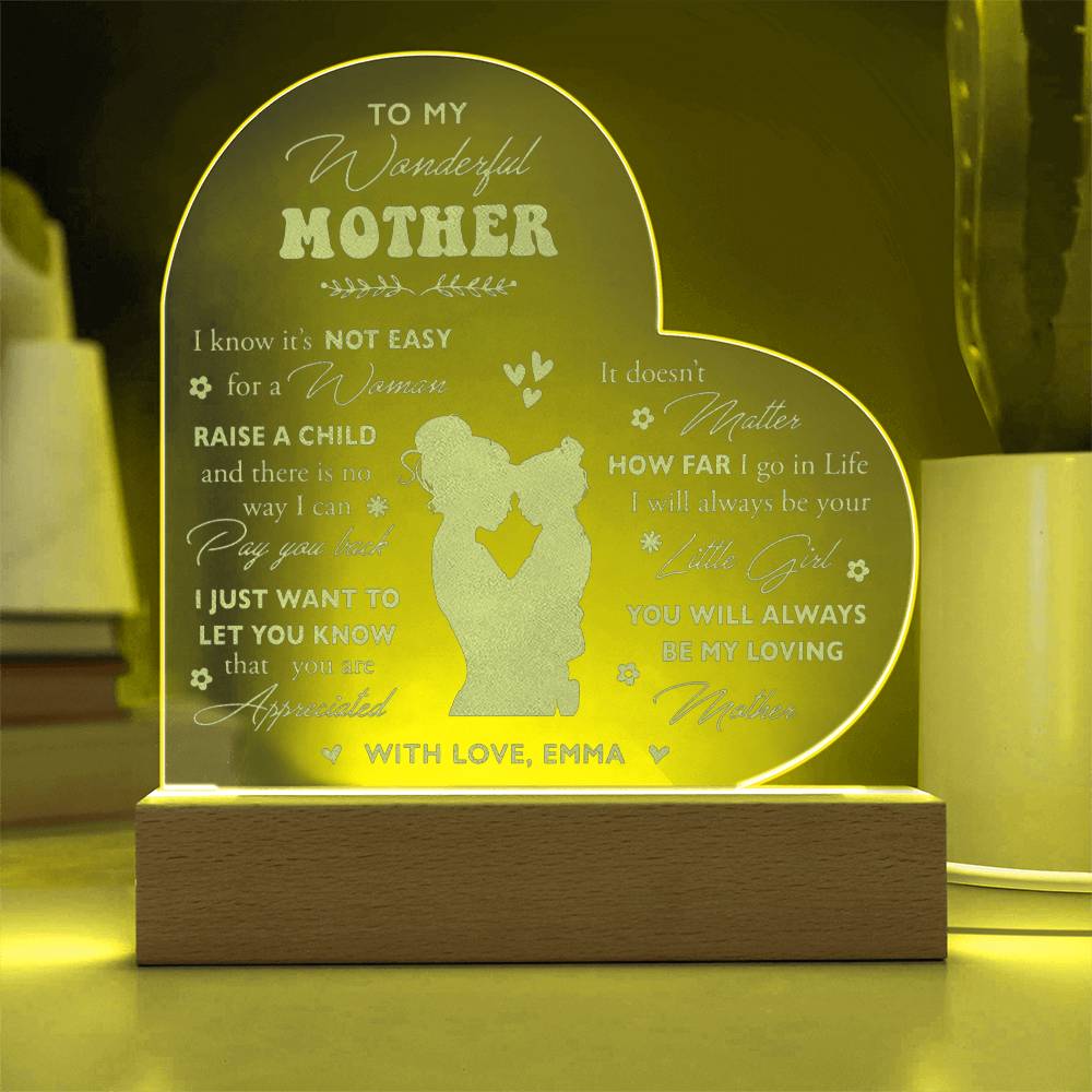 It Doesn't Matter How Far I Go In Life Gifts For Mother's Day Personalized Name Engraved Acrylic Heart Plaque