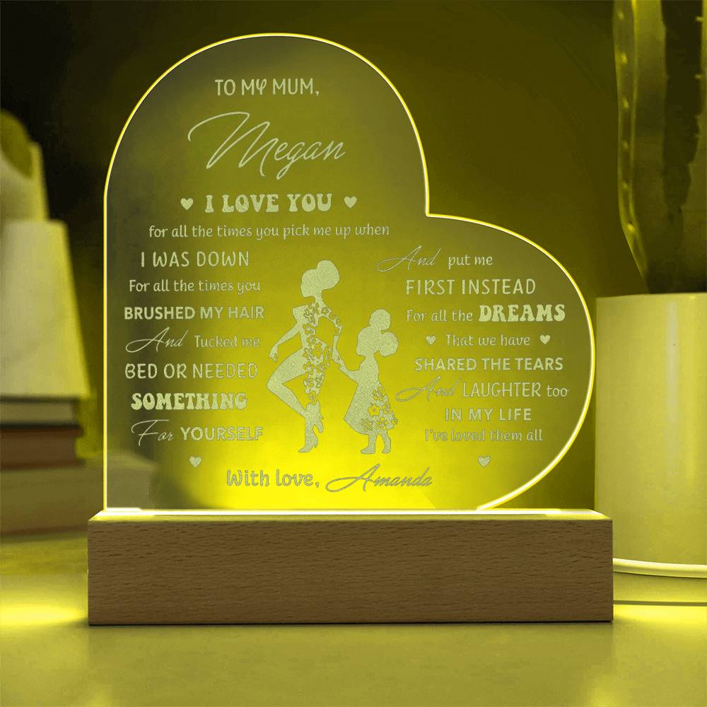 That We Have SHARED THE TEARS And LAUGHTER Gifts For Mother's Day Personalized Name Engraved Acrylic Heart Plaque