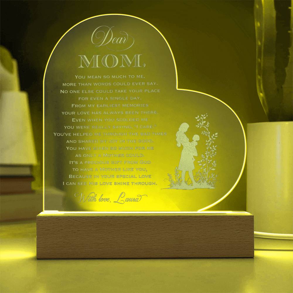 IT'S A PRECIOUS GIFT FROM GOD Gifts For Mother's Day Custom Name Engraved Acrylic Heart Plaque