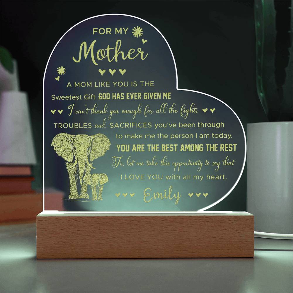 A Mom Like You Is The Sweetest Gift God Has Ever Given Me Gifts For Mother's Day Custom Name Engraved Acrylic Heart Plaque