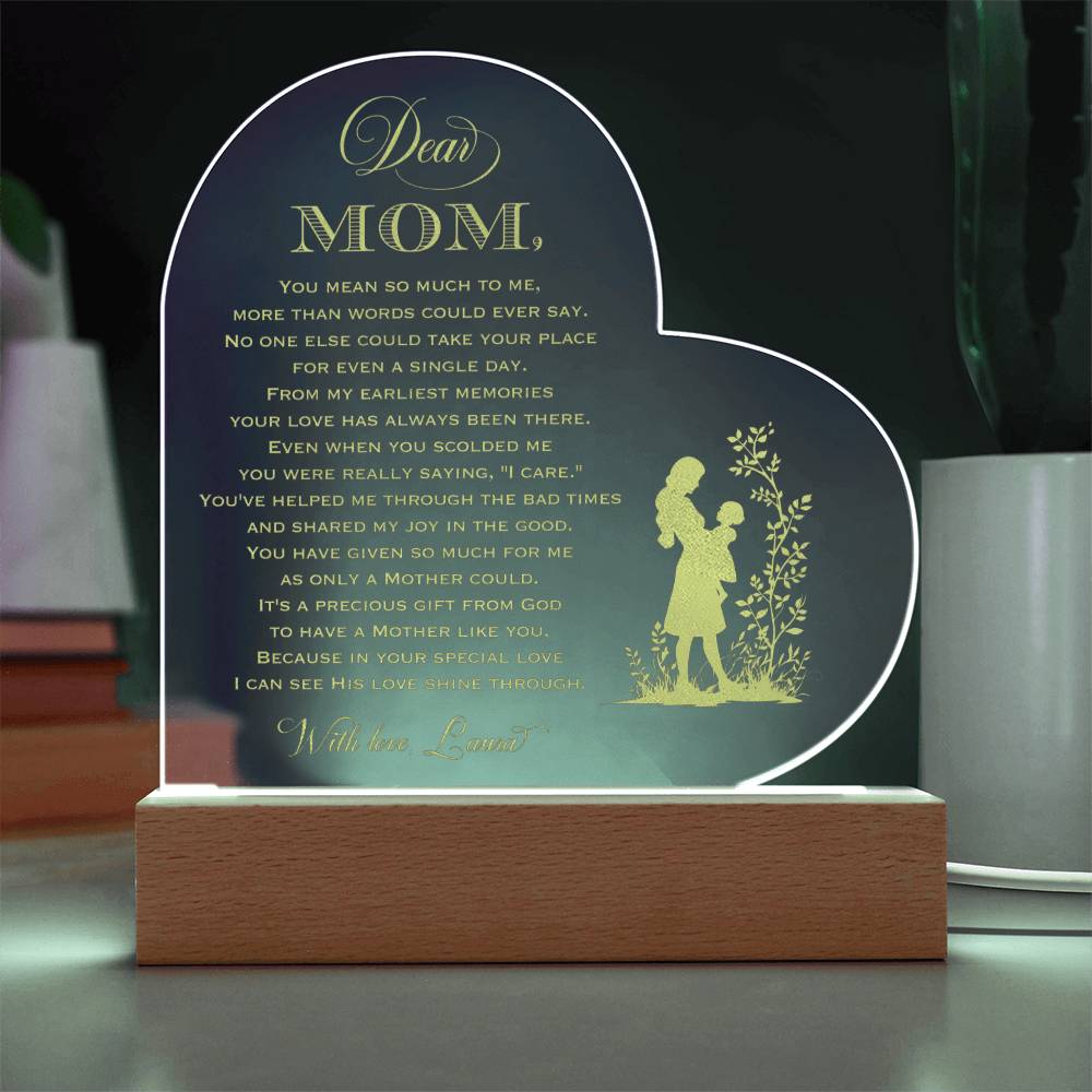 IT'S A PRECIOUS GIFT FROM GOD Gifts For Mother's Day Custom Name Engraved Acrylic Heart Plaque