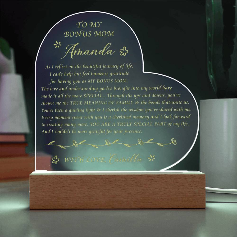 As I Reflect On The Beautiful Journey Of Life Gifts For Mother's Day Personalized Name Engraved Acrylic Heart Plaque