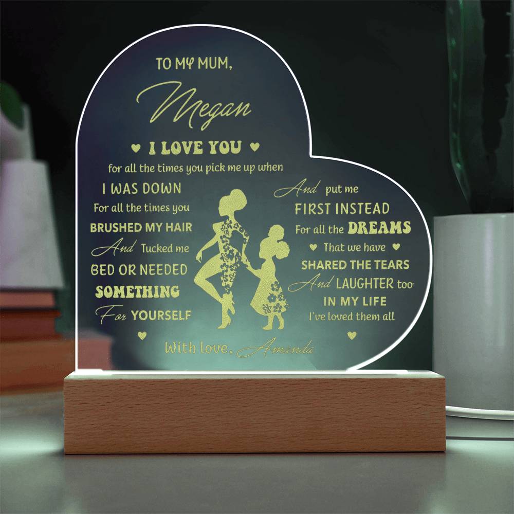 That We Have SHARED THE TEARS And LAUGHTER Gifts For Mother's Day Personalized Name Engraved Acrylic Heart Plaque