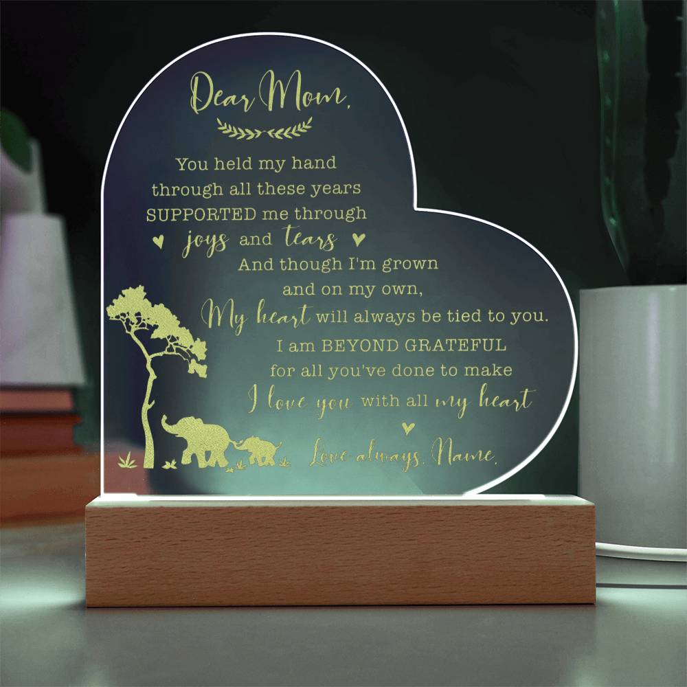 You Held My Hand Through All These Years Supported Gifts For Mother's Day Personalized Name Engraved Acrylic Heart Plaque