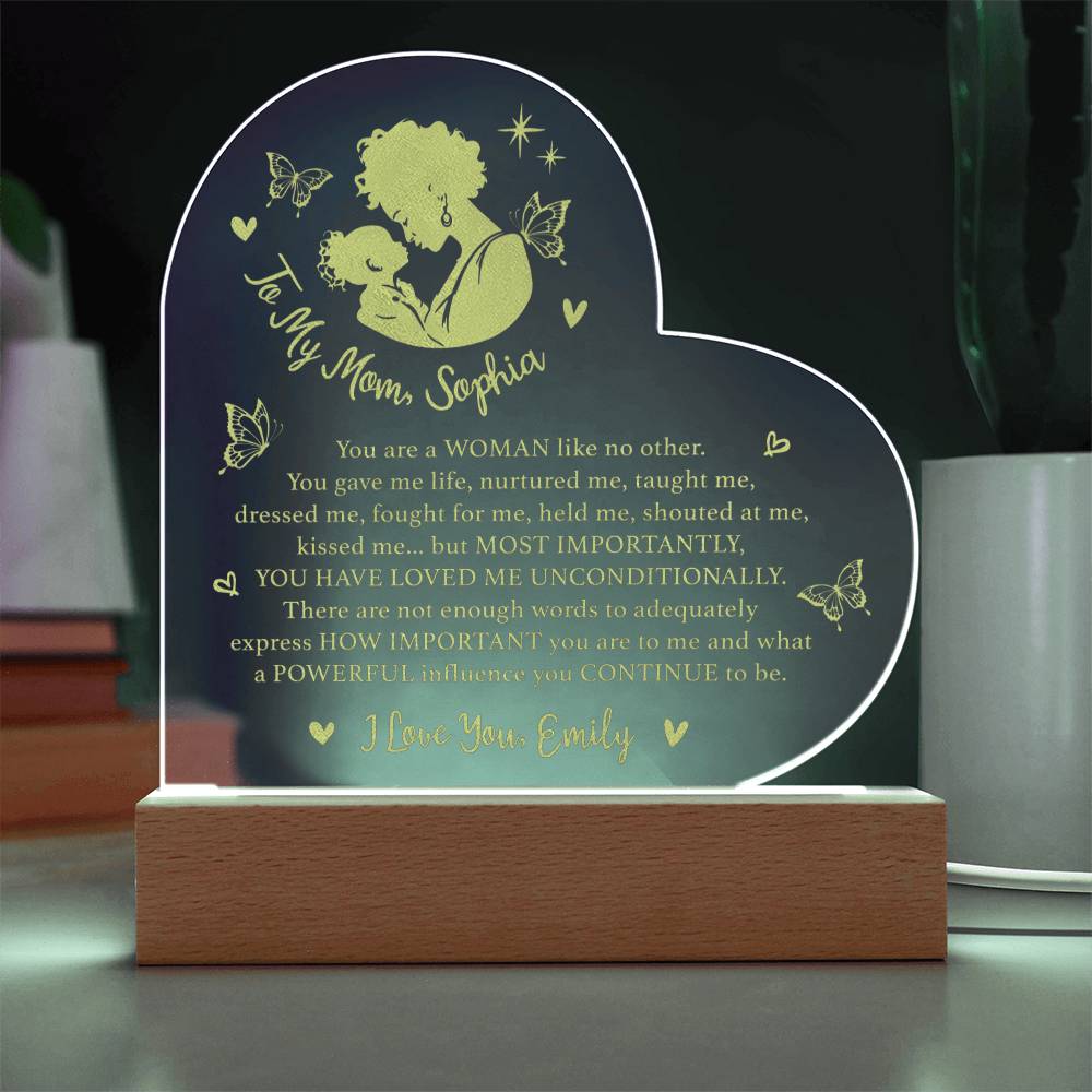 YOU HAVE LOVED ME UNCONDITIONALLY Gifts For Mother's Day Personalized Name Engraved Acrylic Heart Plaque