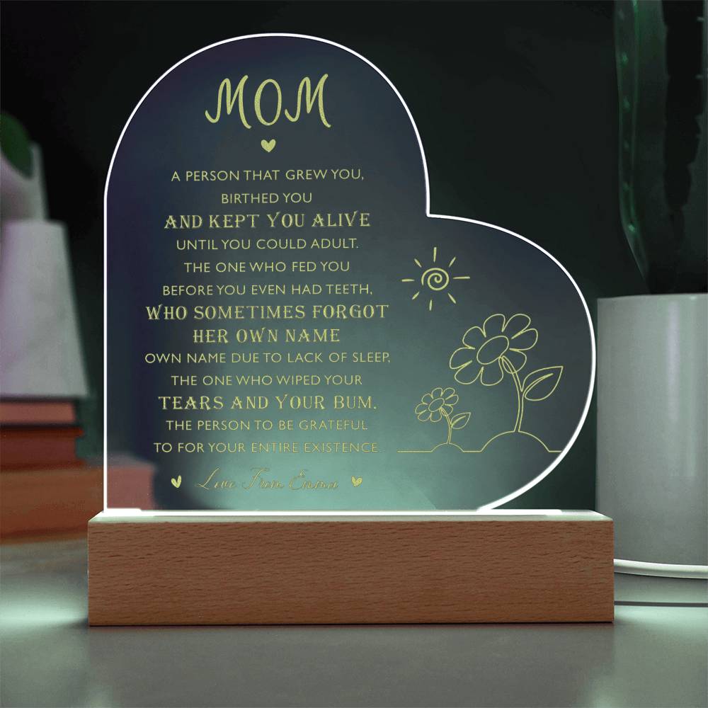 A PERSON THAT GREW YOU Gifts For Mother's Day Custom Name Engraved Acrylic Heart Plaque