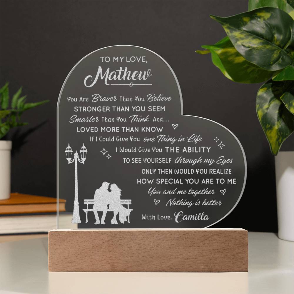 How Special You Are To Me You And Me Together Custom Name Engraved Acrylic Heart Plaque