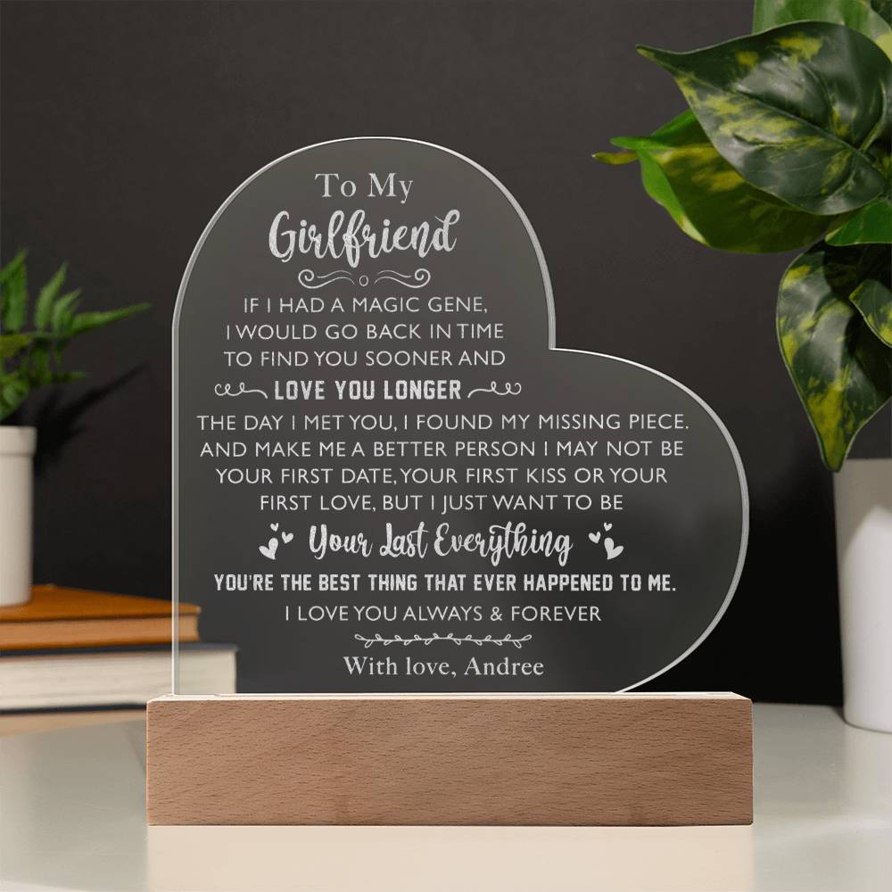 Custom Name YOU'RE THE BEST THING THAT EVER HAPPENED TO ME Engraved Acrylic Heart Plaque