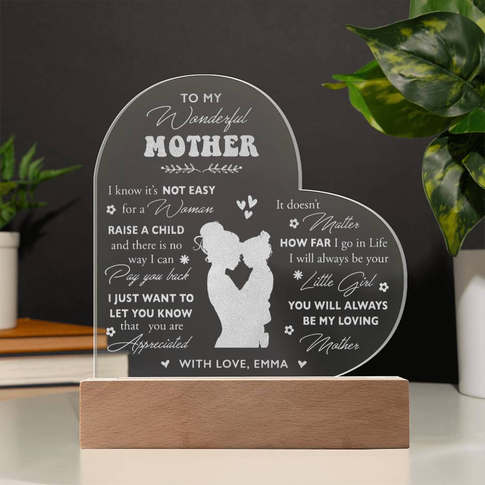 It Doesn't Matter How Far I Go In Life Gifts For Mother's Day Personalized Name Engraved Acrylic Heart Plaque