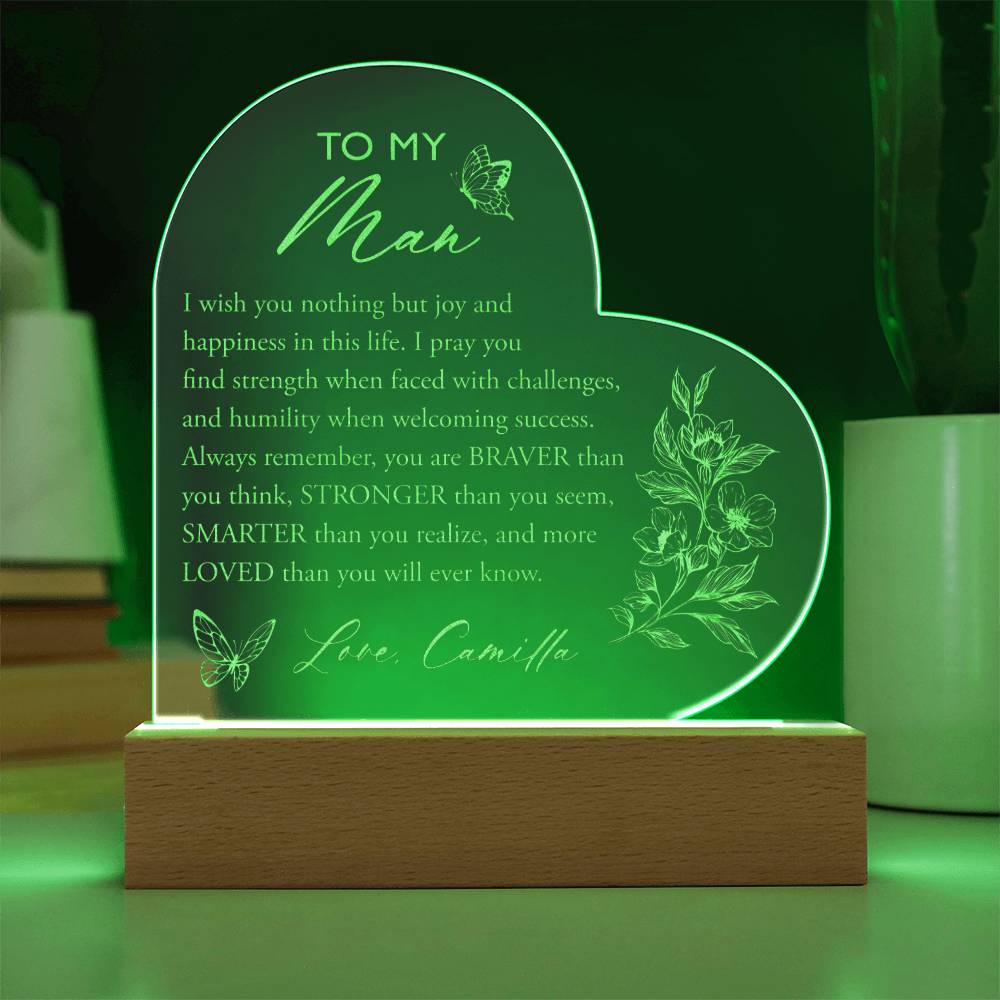 Personalized Name I Wish You Nothing But Joy And Happiness In This Life Engraved Acrylic Heart Plaque