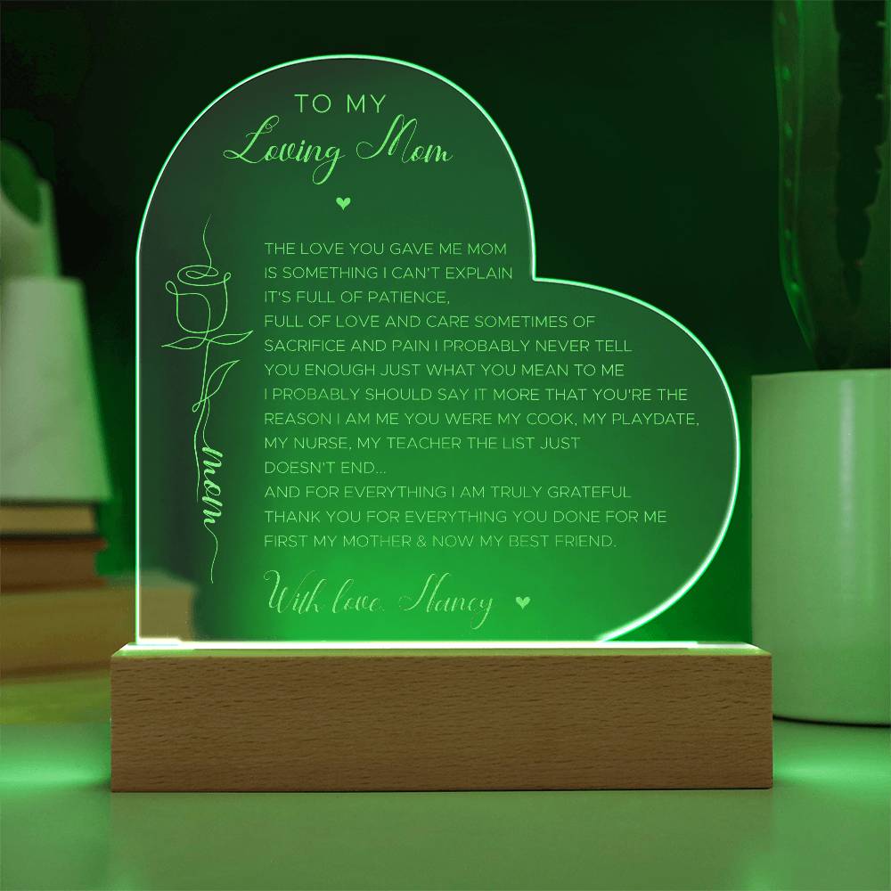 THE LOVE YOU GAVE ME MOM Gifts For Mother's Day Personalized Name Engraved Acrylic Heart Plaque